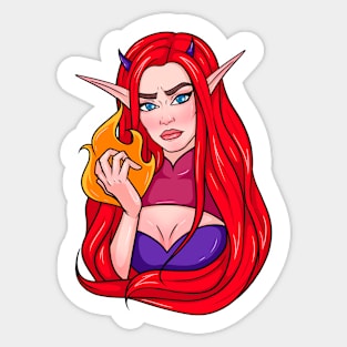 Angry Devil Elf Girl Sticker